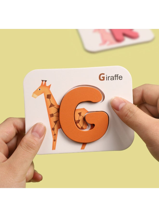 أحرف وأرقام لعبة الألغاز ثلاثية الأبعاد للأطفال تعليم مبكر بطاقات الكلمات مطابقة الوعي بالألوان الخشبية - اللون: مجموعة الأرقام والحروف - Image 4